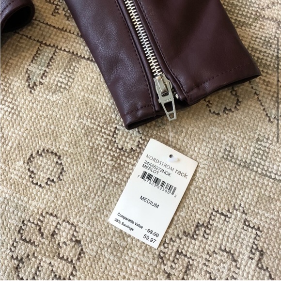 NWT Blank NYC Faux Leather Moto Jacket (Merlot) - Picture 5 of 8